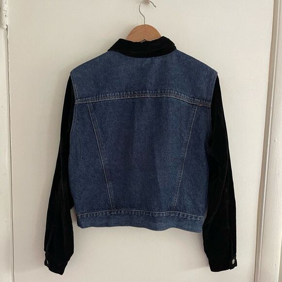 CW Clifford & Wills Vintage 90s/Y2K Velvet & Denim Jean Jacket - Picture 3 of 5